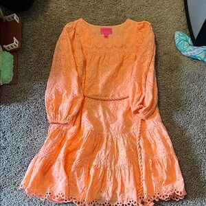 Orange Eyelet womens Dress- nwot